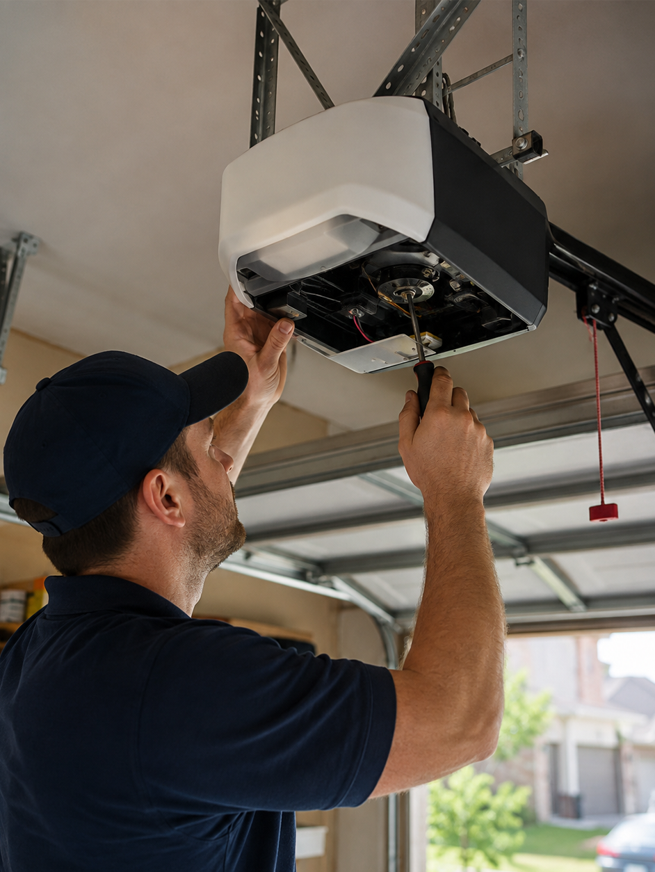 Garage door opener system and drive unit